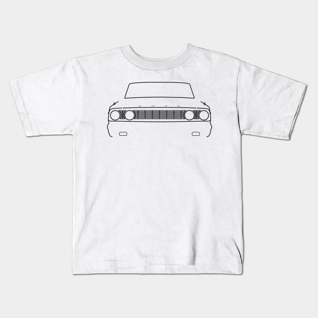 Ford Fairlane 1964 classic car outline graphic (black) Kids T-Shirt by soitwouldseem